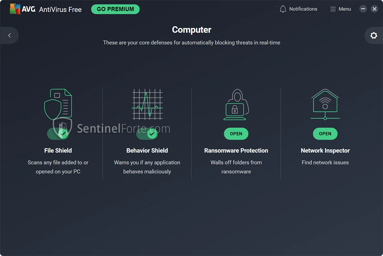 AVG Free Antivirus 2025 interface screenshot