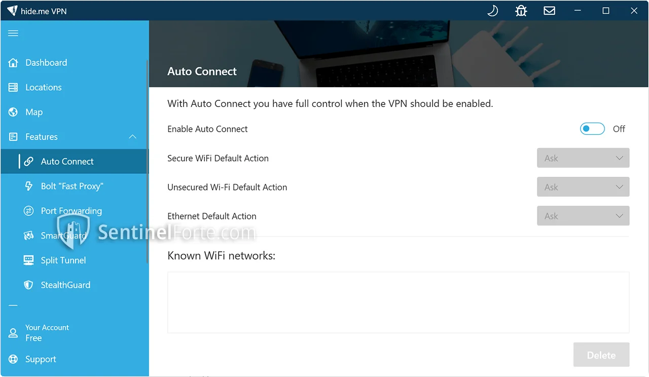 Hide.me VPN Free 2025 settings screenshot 