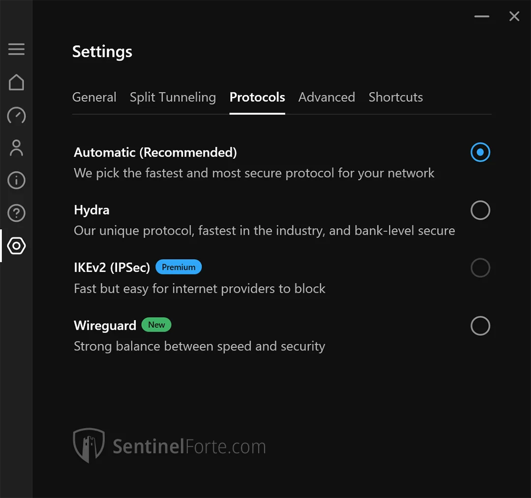 Hotspot Shield Free VPN 2025 protocols settings screenshot