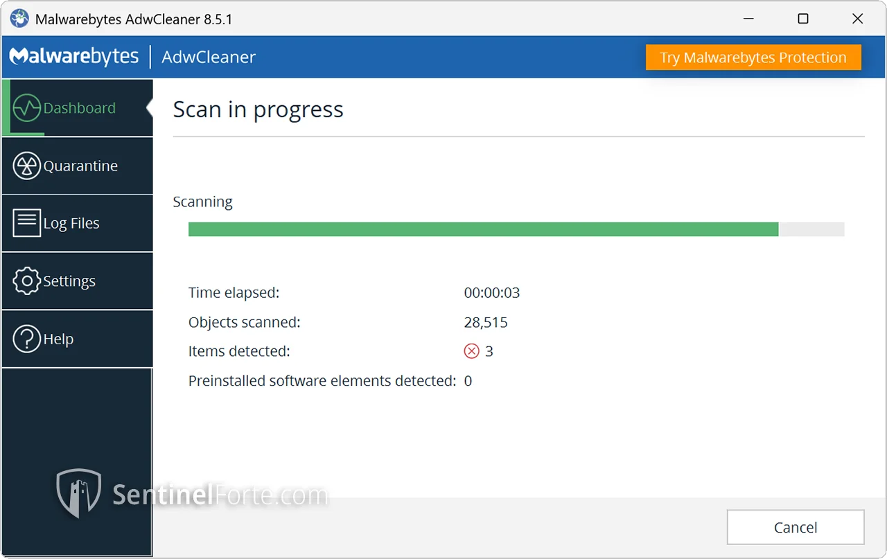 AdwCleaner 2025 scan results screenshot