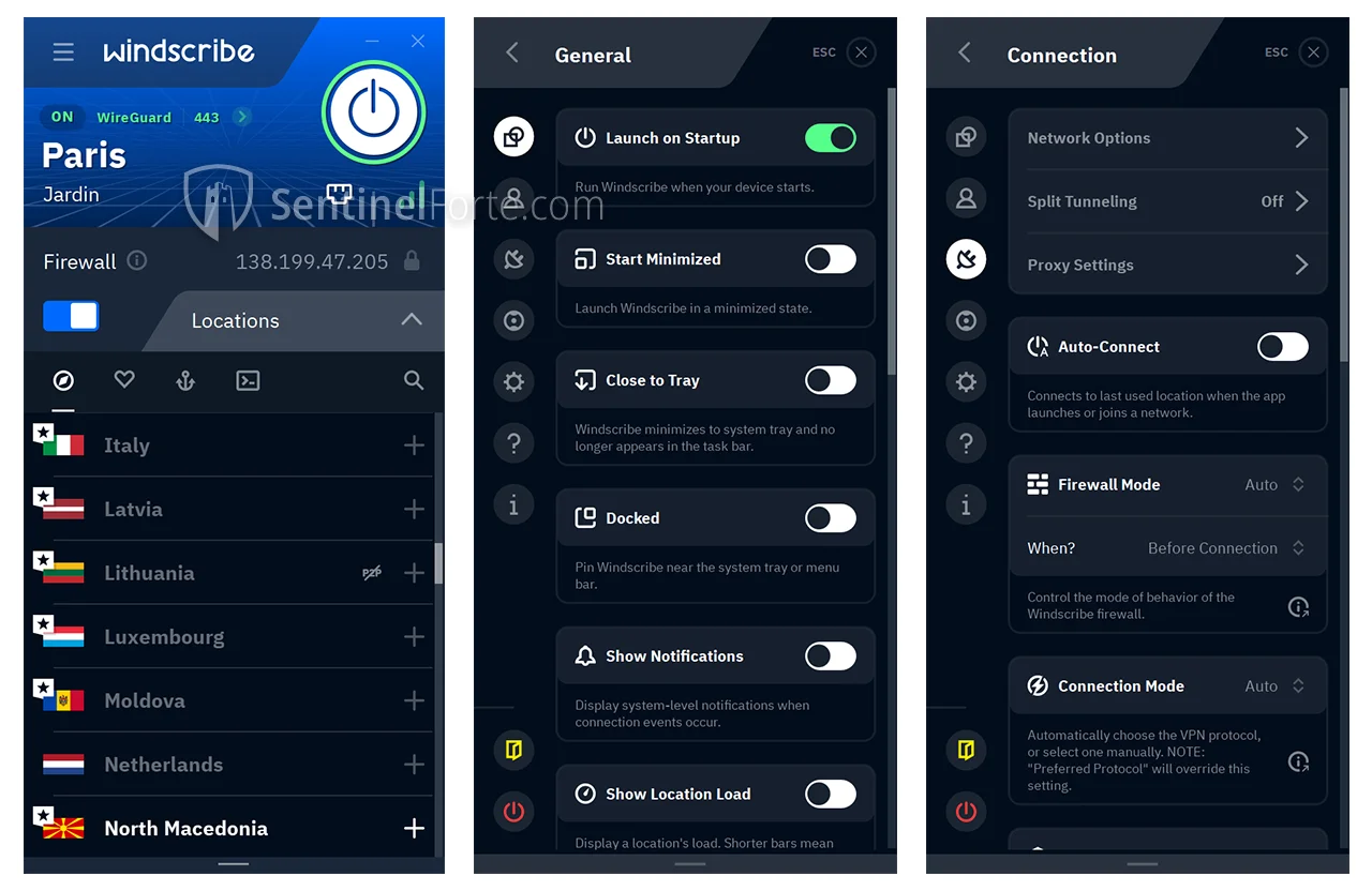 Windscribe VPN Free 2025 main interface screenshot 