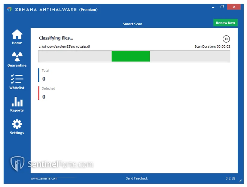 Zemana AntiMalware 2025 virus scan interface screenshot