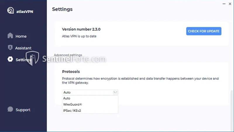 Atlas VPN 2025 advanced settings screenshot