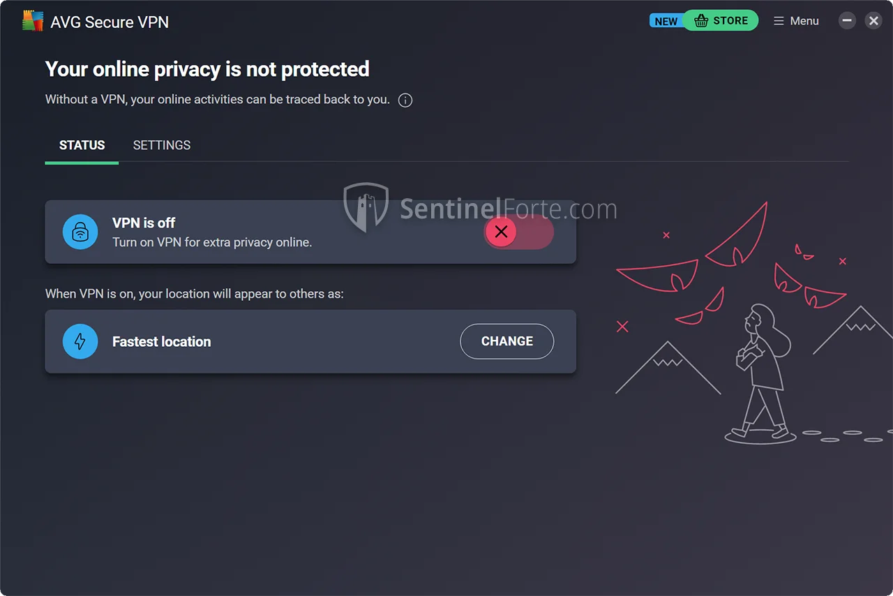 AVG Secure VPN 2025 main interface screenshot