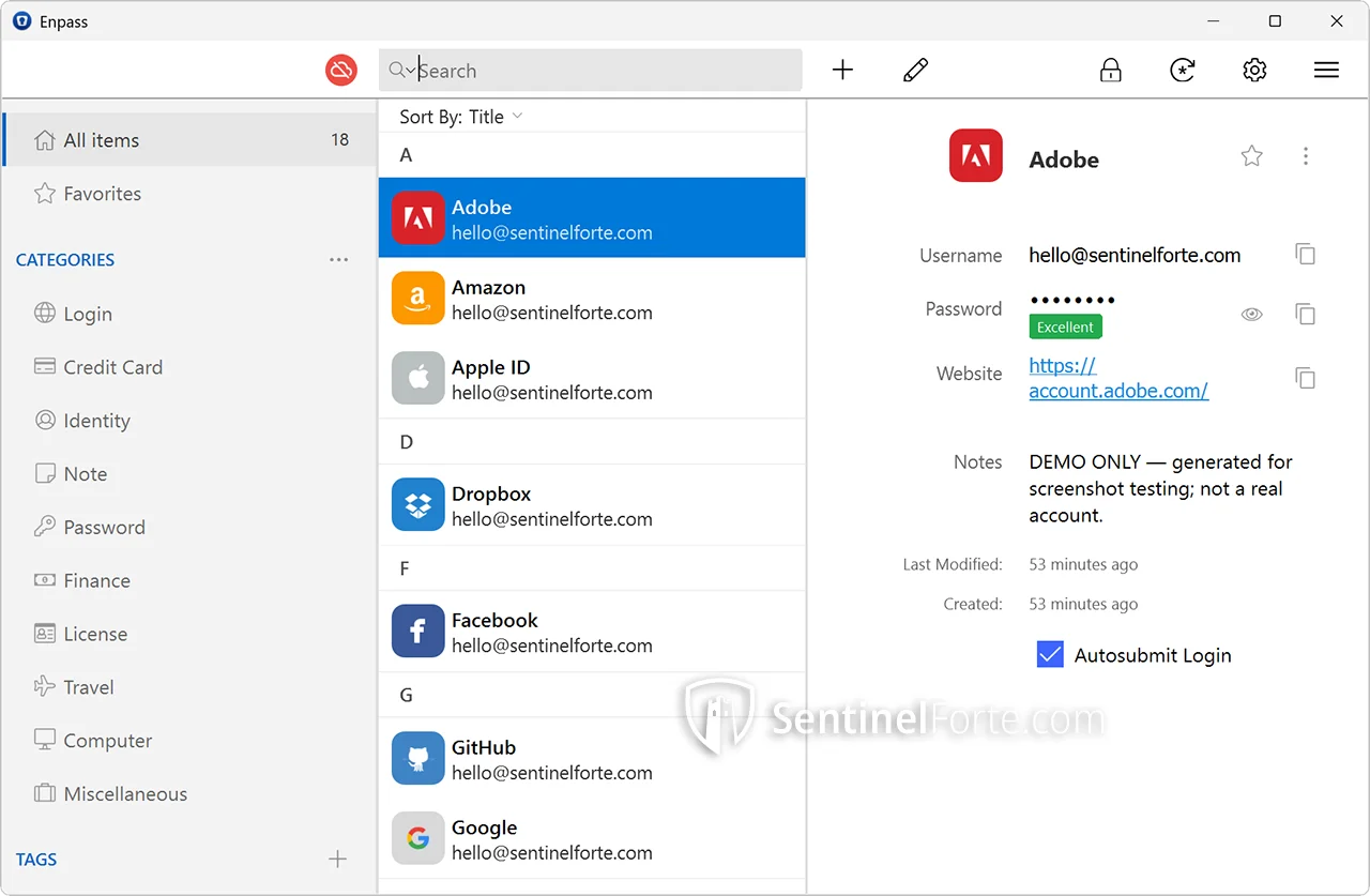 Enpass Password Manager 2025 dashboard screenshot 