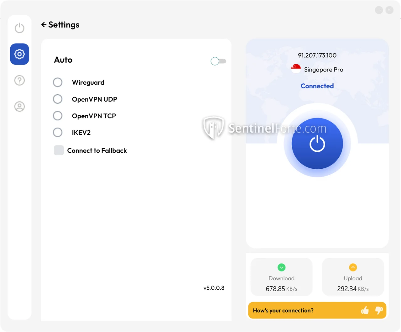 FastestVPN 2025 advanced settings screenshot showing protocol