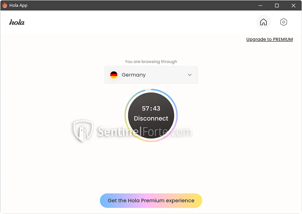 Hola VPN Free 2025 main interface screenshot