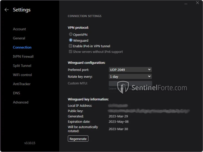 IVPN 2025 advanced settings screenshot showing protocol