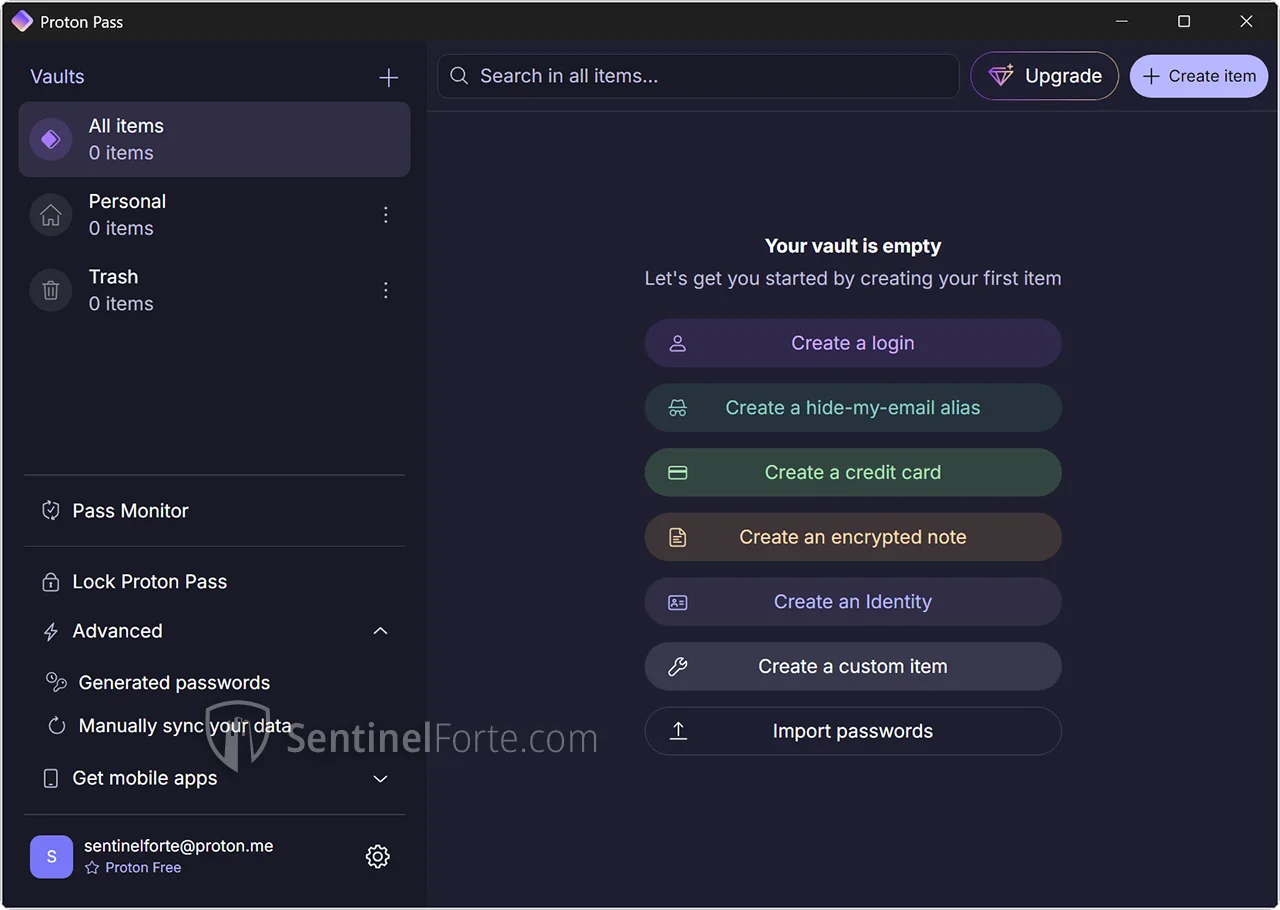Proton Pass 2025 full interface screenshot 