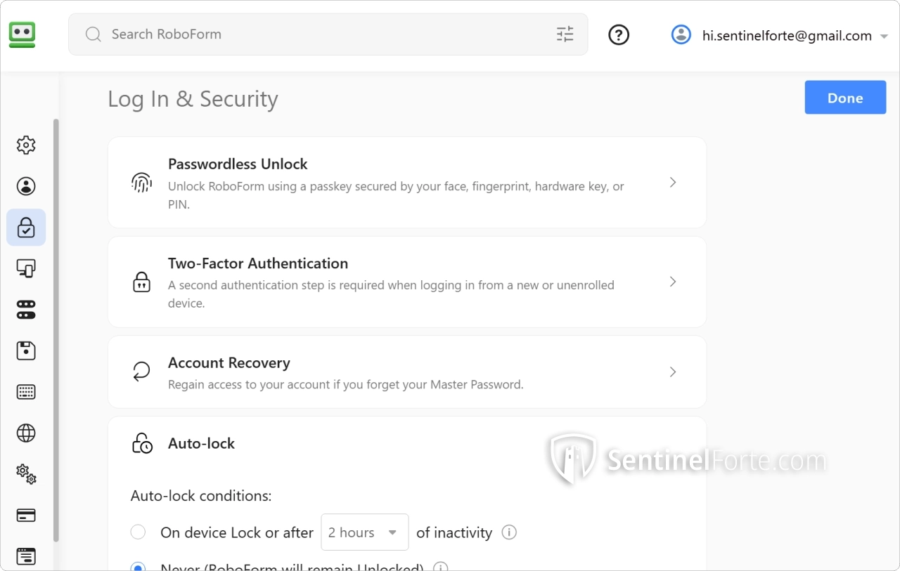 RoboForm Password Manager 2025 settings screenshot