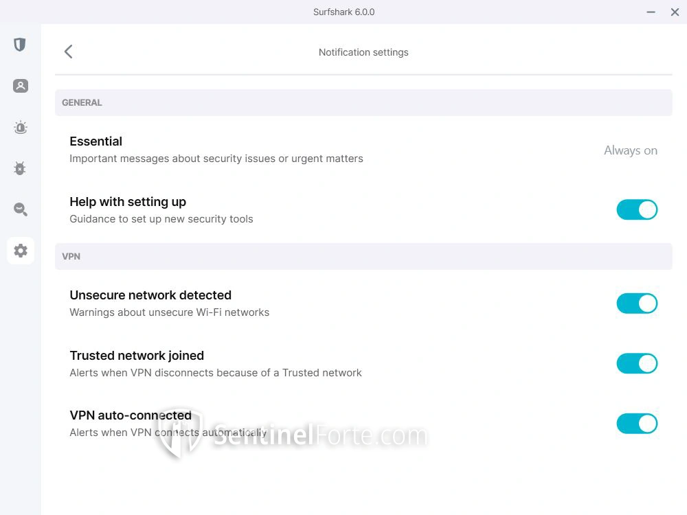 Surfshark VPN 2025 privacy settings screenshot
