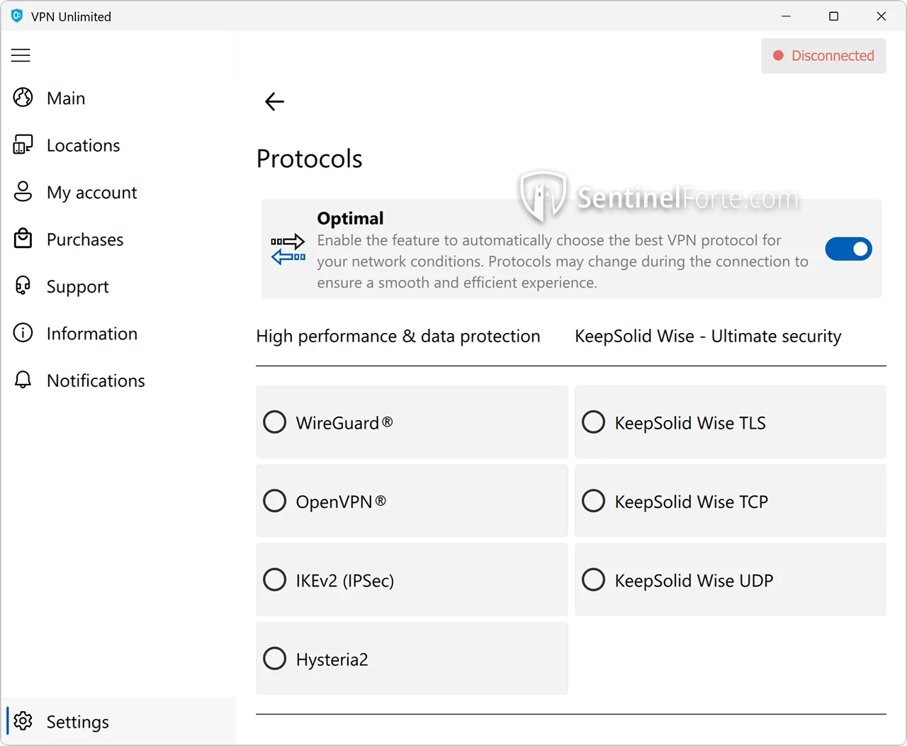 VPN Unlimited Free 2025 advanced settings screenshot showing protocol